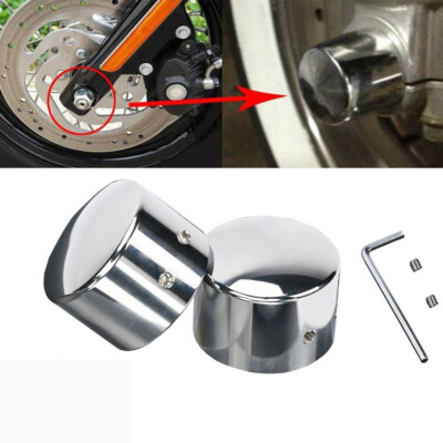 Paar Chrom Achsschrauben Abdeckung Vorne Achse für Harley Sportster Touring Dyna