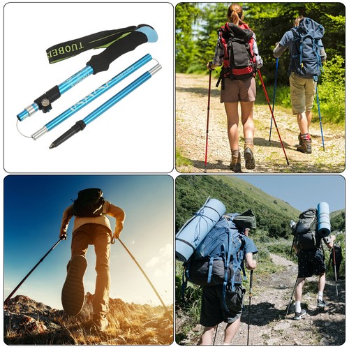 Trekking Poles, Collapsible Hiking Pole 37-43 Inch with Mud Basket Blue - Bild 5 von 5