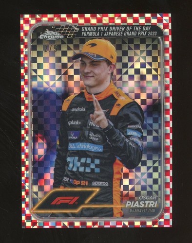 2024 Topps Chrome F1 Formula 1 Checker Flag Red Refractor #174 Oscar Piastri 2/5
