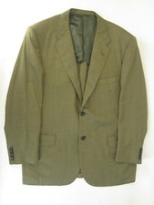 Oxxford Crest Super 120s Worsted Wool Green Windowpane Blazer Sport Coat 42R