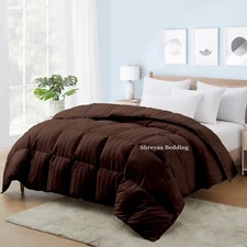 Awesome Down Alternative Comforter+Sheet Set Queen Size Brown Stripes