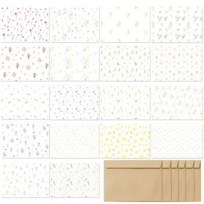 Elegant Floral Design Blank Greeting Cards 4x6, 100Pack -Blank Cards with Env...