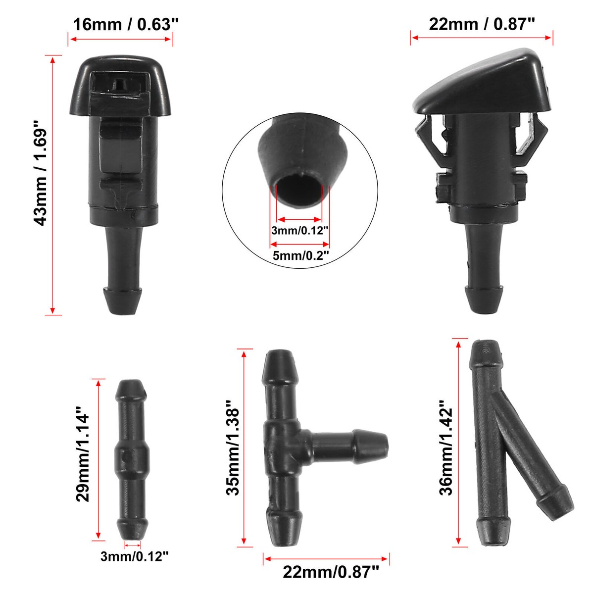 2pcs Windshield Wiper Water Spray Washer Nozzle Jet For Jeep Liberty 2008-2012