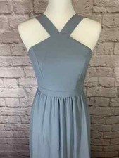 Lulus XS Air of Romance Blue Halter Maxi Dress Bridesmaid Gown Dance 9046