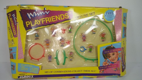 Mannix 1989 Mini Play Friends Polly Pocket Type Doll Figure Set  Complete