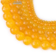 Yellow Jade Stone Beads For Jewlery Making 15" Wholesale Jewelry Beads Faceted