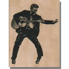 Mounted Rubber Stamp, Elvis Presley With Guitar, Man,Music,People,The King,Rock