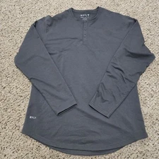 BYLT Shirt Mens Large Gray Drop Cut Lux Long Sleeve Crew Performance Stretch