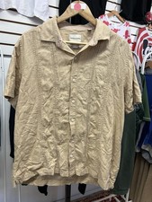 Scotch  Soda Men's Size Large Linen Pleated Button Up Short Sleeve Beige