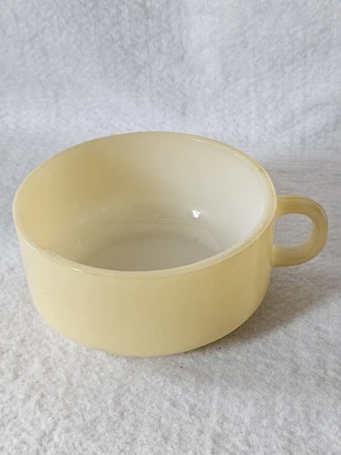 Glasbake Stackable Soup Bowl Mug With Handle Yellow