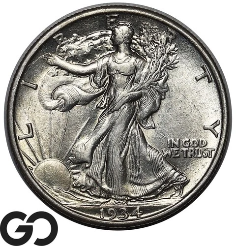 1934 Walking Liberty Half Dollar, Choice AU++/Unc