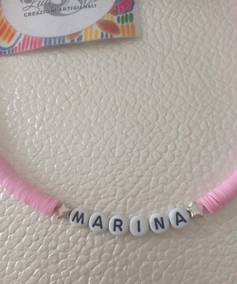 Perlenkette mit Namen Rosa Fluo Choker Boho personalisierbar
