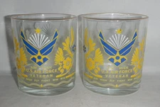 US Air Force Veteran Tribute Cocktail Whiskey Drink Drinking Glass Lot Set of 2