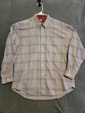 Tommy Hilfiger Mens Long Sleeve Button Up Plaid Red/White/Blue Anytime Wear XL