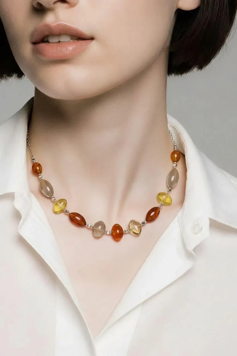 Burgundy and Gold Murano Glass Necklace