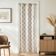 Ohocut Checkered Door Curtain for Doorway Privacy, Beige Checkerboard...