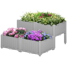 4-Piece Raised Garden Bed with Legs Self-Watering Planter Box for Flowers Herbs