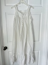 Eileen West Nightgown White Cotton Lace Trim Sleeveless Cottagecore Babydoll S