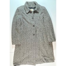 Talbots Herringbone Coat Womens 14 Gray Vintage Wool Blend Made in USA Jacket