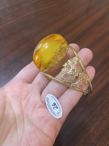 Authentic Natural Baltic Amber Floral Bangle 18k Gold Plated 925 Sterling Silver