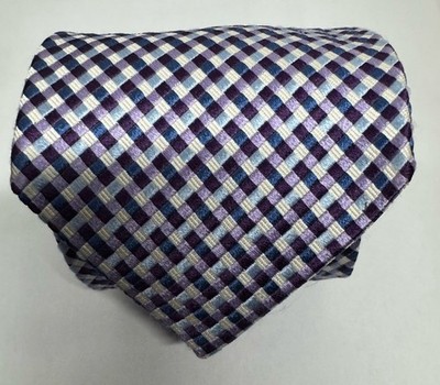 Tom James, Corporate Image, 100% Silk, Purple Plaid, Business, Preppy Tie