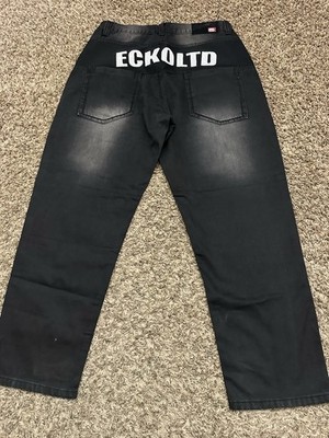 Vintage Y2K Ecko Jeans Baggy Black Hip Hop Grunge Skate Mens Size 38x30