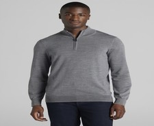 New Jos. A Bank Men  s Traveler 1/4 Zip Pullover Sweater Gray Pima Cotton Sz XXLT