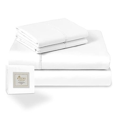 100% Baumwolle King Size Laken Set Weiß, 400 Kleitenzahl Langstapel Baumwolle