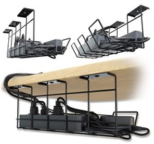 Compact Under Desk Cable Management Tray - Cable Organizer for Wire Managemen...