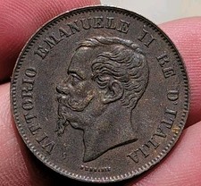 Antique 1862 N 5 Centesimi Italy Coin Copper Vittorio Emanuele High Grade Detail