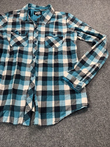 Vans Shirt Womens XL Green Plaid Long Sleeve Pocket Button Up - Picture 3 of 16