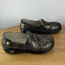 Alegria Women's Keli Professional Slip On Comfort Shoe Black Gold EUR 37 US 6.5