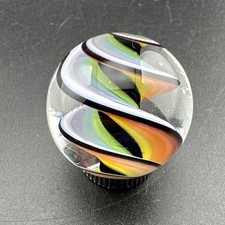 Contemporary Handmade Art Glass Marble .99" Colorful Swirl Twist Spiral Core MIB