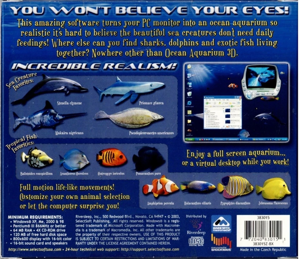 Ocean 3D Aquarium Screensavers Pc New XP 12 Realistic Tropical Fish to Dolphins - Image 2 of 4