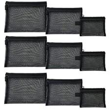9 PCS Zipper Pouch Bag Travel Organizer Kit Small Mesh Cosmetic Bag Black