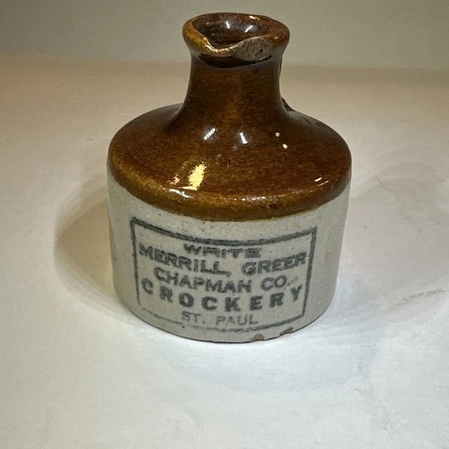 Red Wing Stoneware Pottery Mini Jug St. Paul Minnesota Greer Grocery Rare As-is