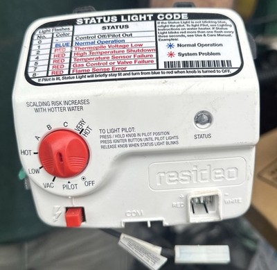 Resideo Water Heater Gas Valve White For Honeywell Pilot Reset Status Light