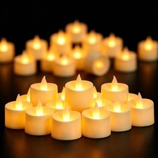 100 PCS Ivory Realistic Flameless LED Tea Lights Battery Operated Flickering