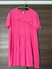 USED PRADA PINK 100% SILK SHORT-SLEEVE MINI DRESS, SIZE 42 GOOD