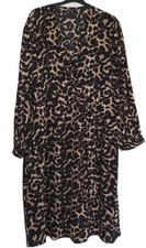 Ladies Animal Print V Neck Light Elasticated Waist Back Long Dress Size 26
