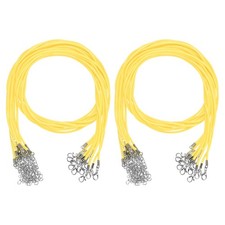 20 Pack 24" Waxed Necklace Cord, 2mm Bracelet Cord with Lobster Clasp Yellow 