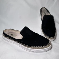 UGG Caleel sz 7.5 Womens Black Nubuck Leather Slip On Mule #1010102