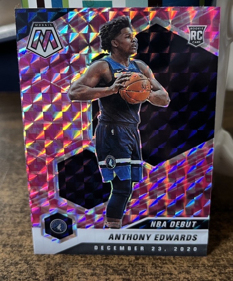 2020-21 Panini Mosaic NBA Debut Anthony Edwards #261 Pink Camo Mosaic Prizm (RC)