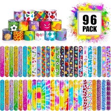 Shindel 96PCS Slap Bracelets Bulk, Kids Wristbands Snap Multi