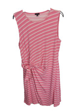 Talbots Pink Striped Tie Waist Detail Sleeveless Shift Dress Women's Size XL