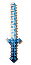 24" LED Minecraft Blue Light Up Pixel Sword EUC Free Shipping