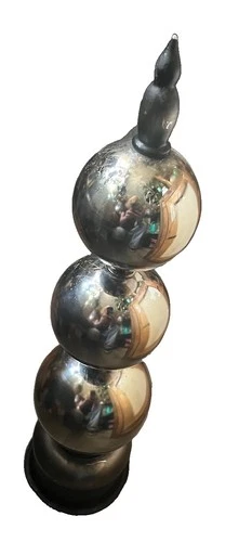 Vintage/Antique French Brass & Mercury 3 Orbe Decorative Statue Figurine