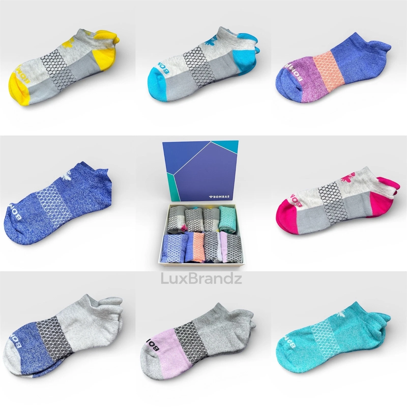 8-Pack Bombas Gift Box Tri-Color Ankle Socks (8-Pairs) - Women Size Large
Opens in a new window or t