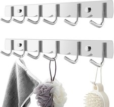 Coat Rack Wall Mount, 2-Pack 6 Hooks for Hanging, Stainless Steel Wall Hooks