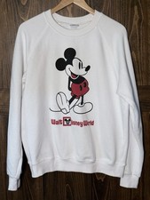 Disney Mickey Mouse Classic Sweatshirt Disneyland Crew Neck White Retro Size M